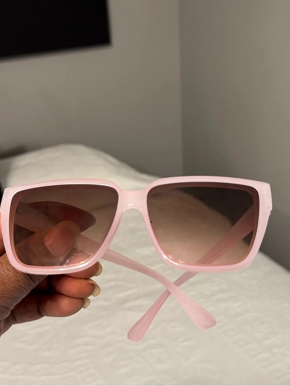 Translucent Pink Women's Fashion Sunglasses with Gold Accent